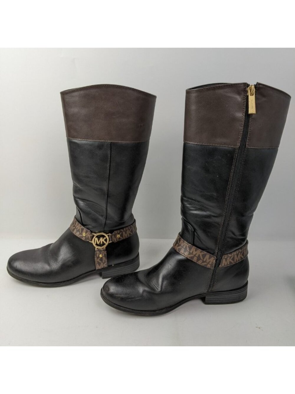 Girls Michael Michael Kors Finley Bransyn Boot Black Brown Boots Size 4 Side Zip